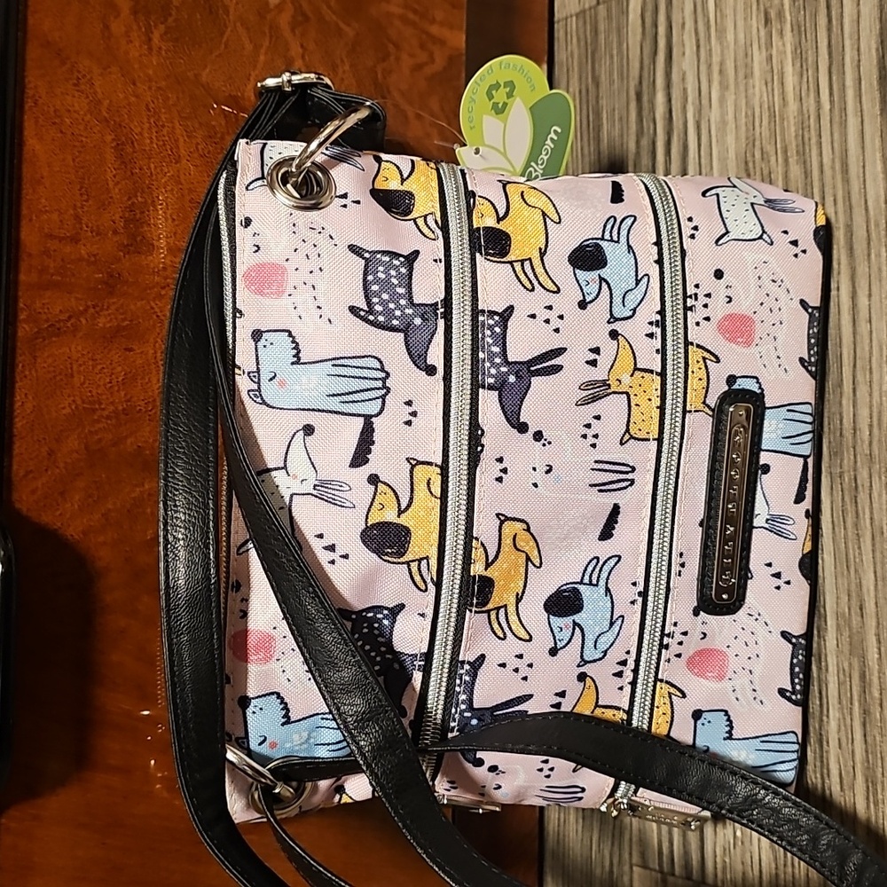 Lily Bloom Pink and Black Dog Print Crossbody Bag